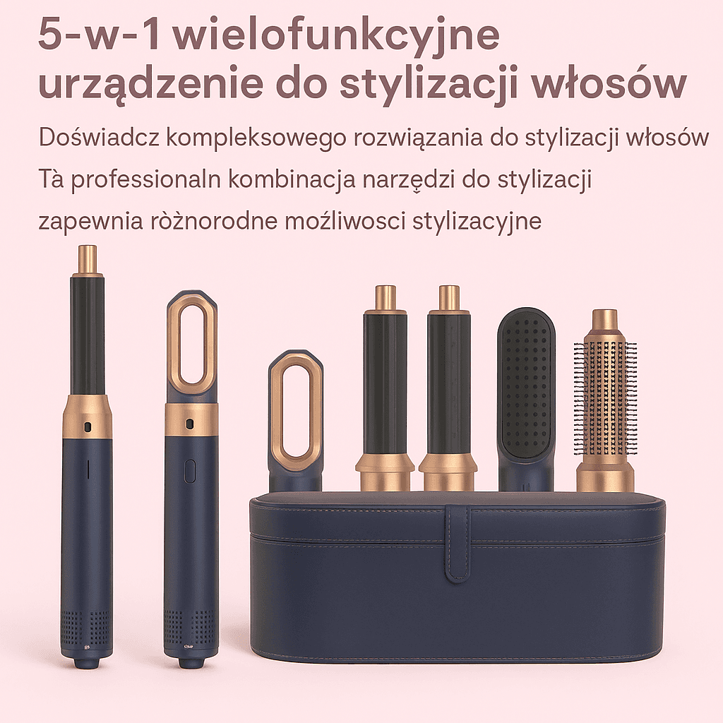 5w1 Suszarko-Lokówka z Gorącym Powietrzem do Kręcenia, Prostowania i Modelowania Włosów